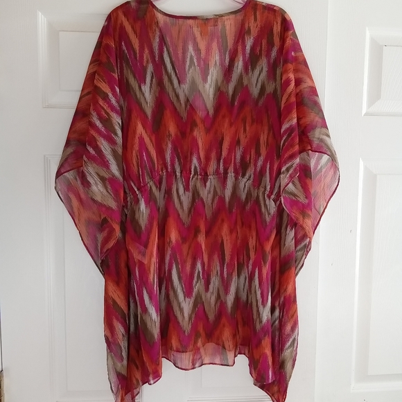 Michael Michael Kors Swimsuit Cover-up, Large/ Xlarge, Orange & Pink - Picture 2 of 3